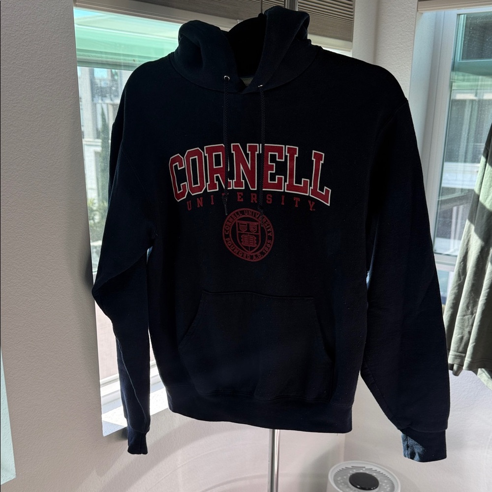 Champion Navy Hoodie with Red Cornell Emblem